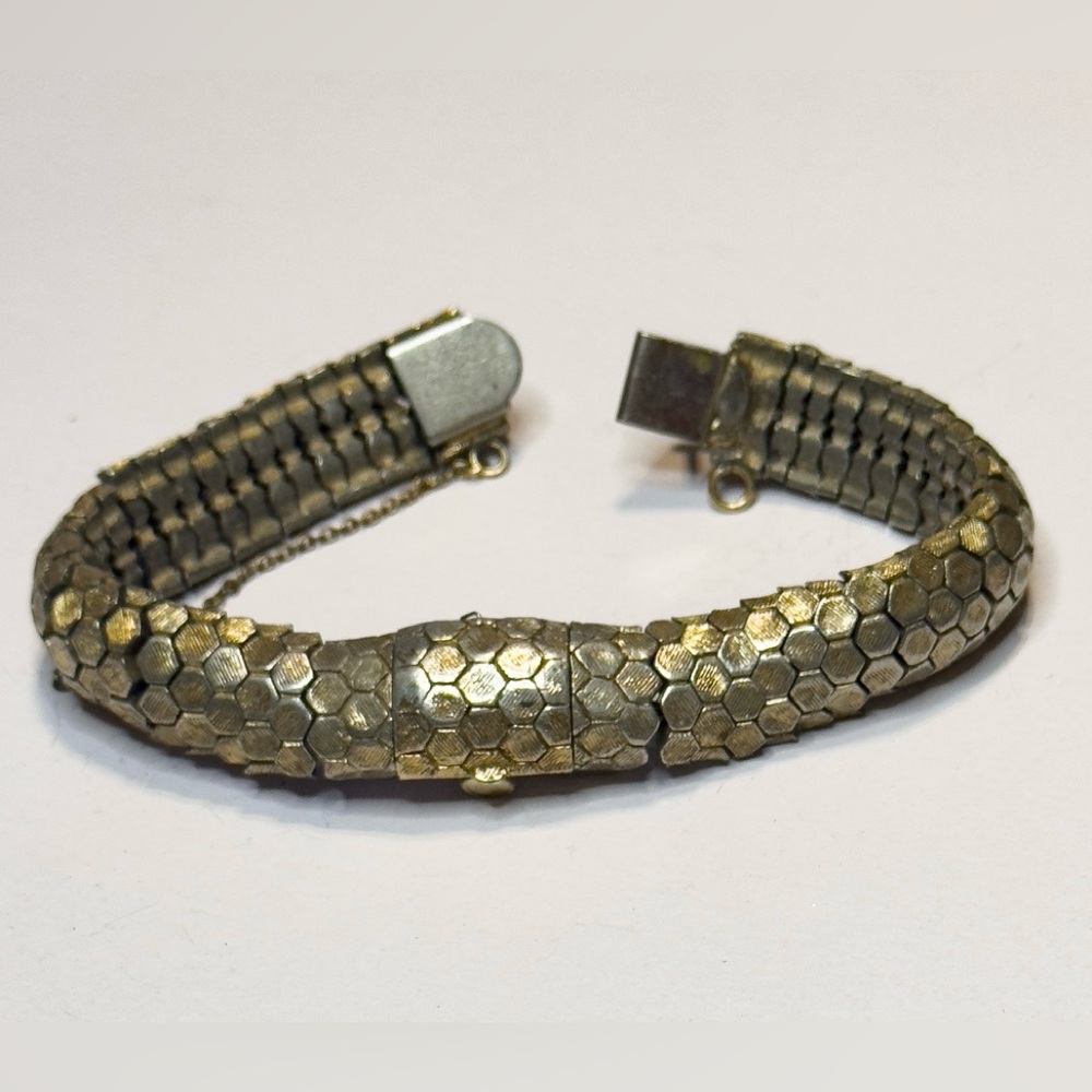 Vintage Neiman Marcus PEDRE Silver Snake Link 17 Jewel Ladies Watch - 7”